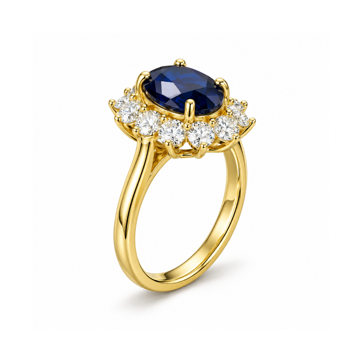 DV Diana | 3.5ct Sapphire & Moissanite Halo Ring