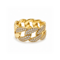 Pavé Curb Link | Gold-Tone CZ Statement Ring
