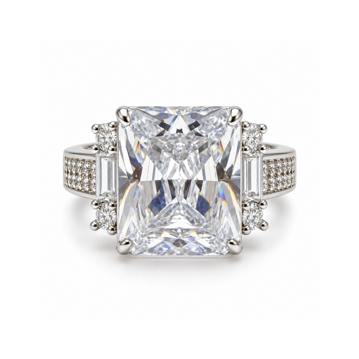 Regal Radiant | White Gold-Tone Adjustable Statement Ring