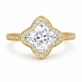 Bloomé Ring | 2ct Bloom-Cut Moissanite Halo Pavé Ring | 14k Gold Vermeil