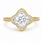 Bloomé Ring | 2ct Bloom-Cut Moissanite Halo Pavé Ring | 14k Gold Vermeil