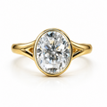 Lumina Bezel | 3CT Oval-Cut Moissanite Ring | 14K Gold Vermeil