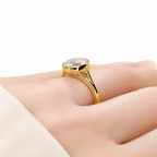 Lumina Bezel | 3CT Oval-Cut Moissanite Ring | 14K Gold Vermeil