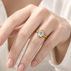 Lumina Bezel | 3CT Oval-Cut Moissanite Ring | 14K Gold Vermeil