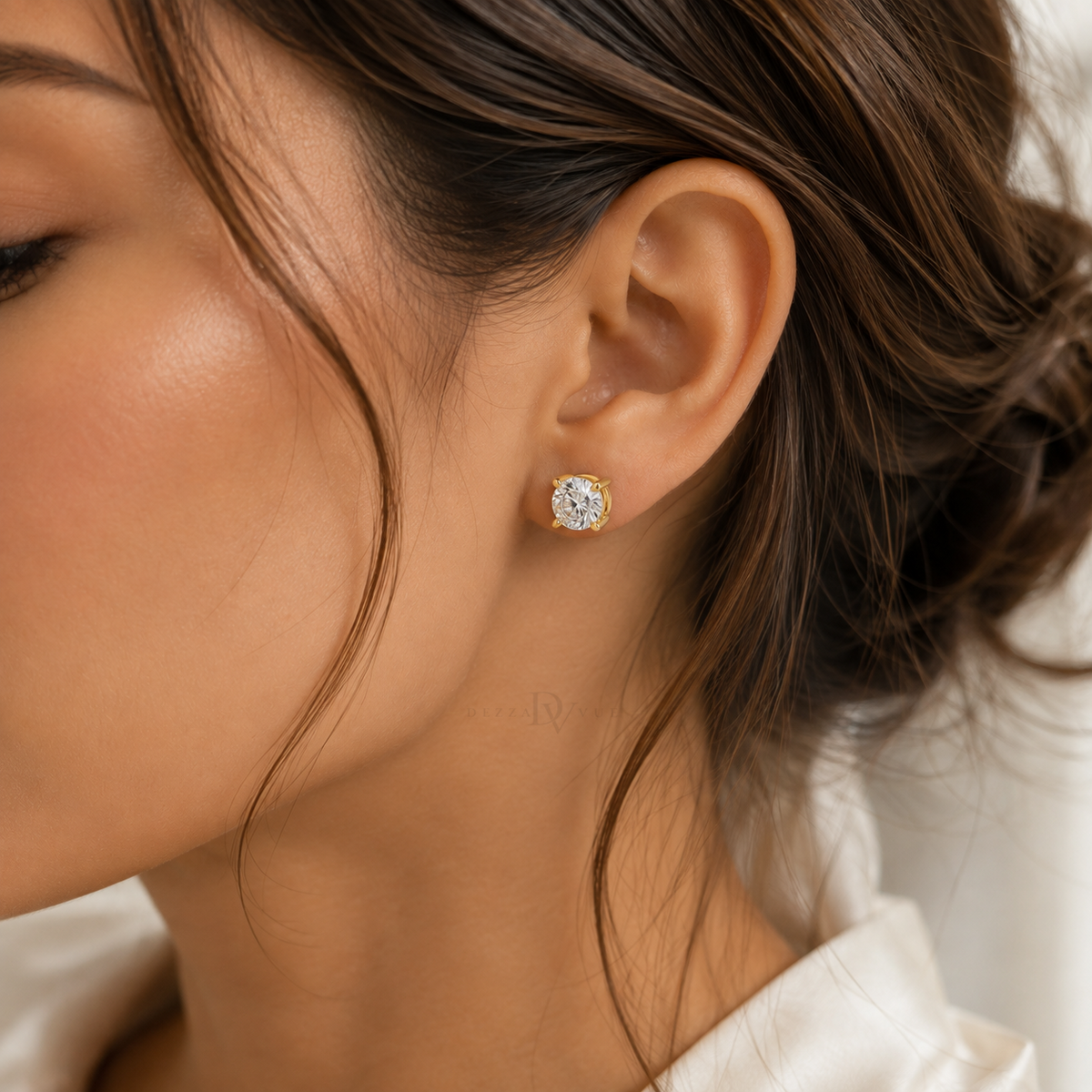 Classic Studs | Moissanite Push-Back Earrings | Sterling Silver