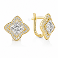 Bloomé Earrings | 2.4ct Bloom-Cut Moissanite Halo Earrings | 14k Gold Vermeil