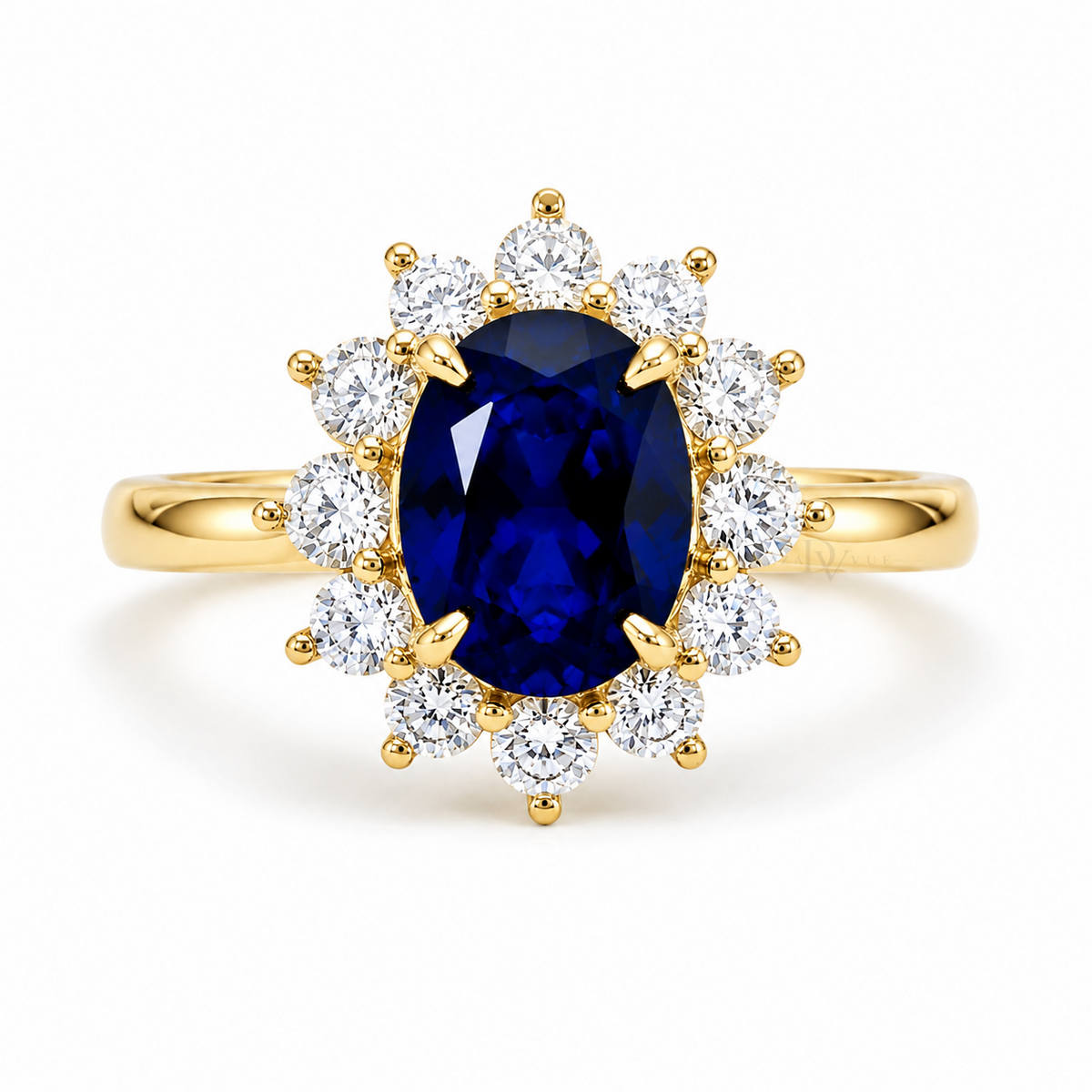 Diana Ring | 3.5ct Sapphire with Moissanite Halo Ring | Sterling Silver