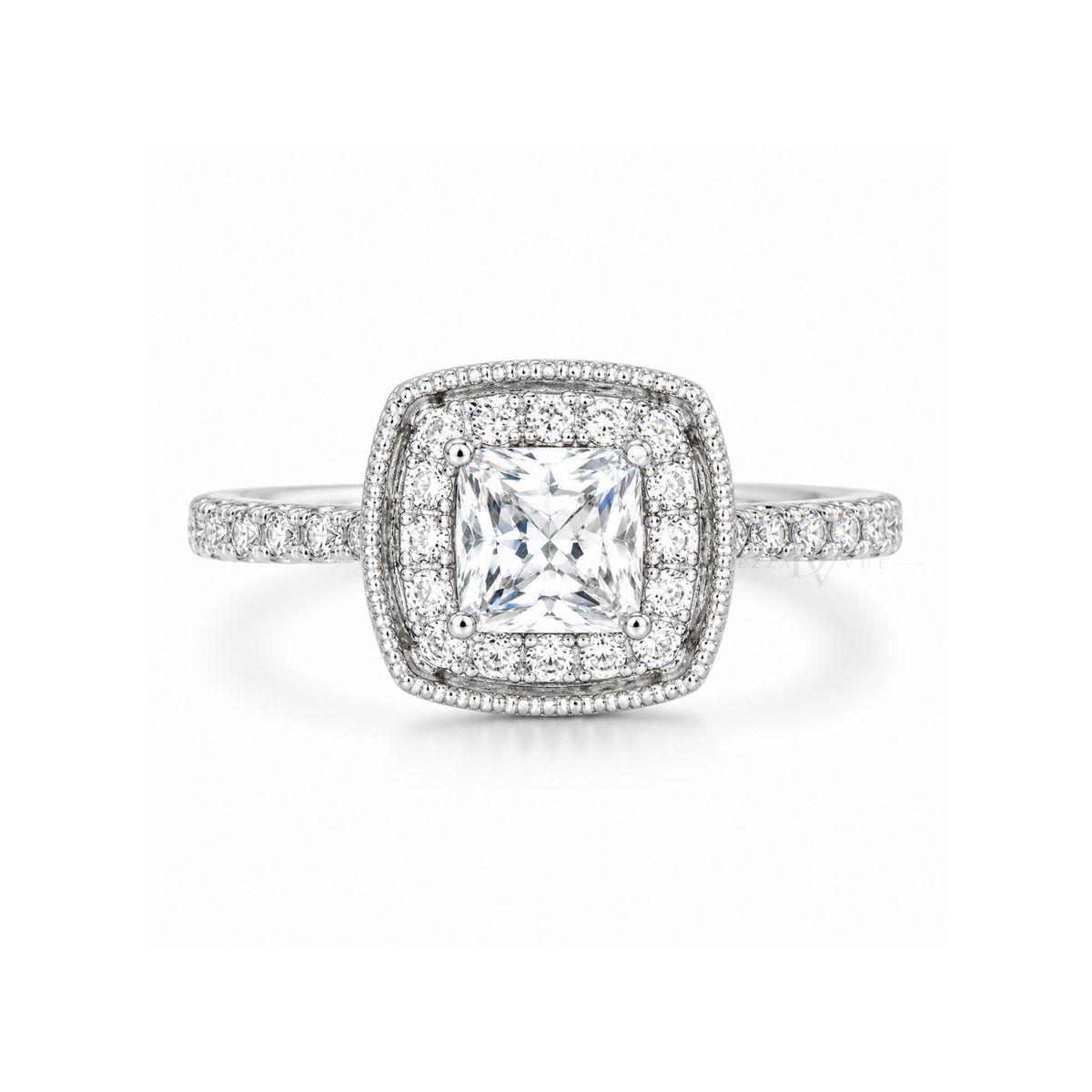 Regal Princess | Square Pavé Halo Ring