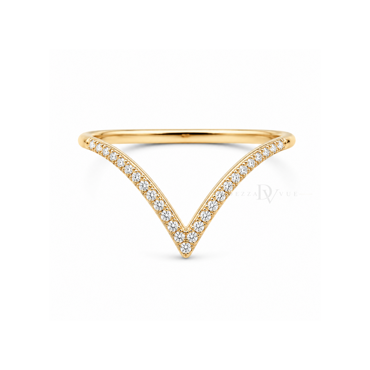 Contour Chevron | Pavé V-Shaped Band