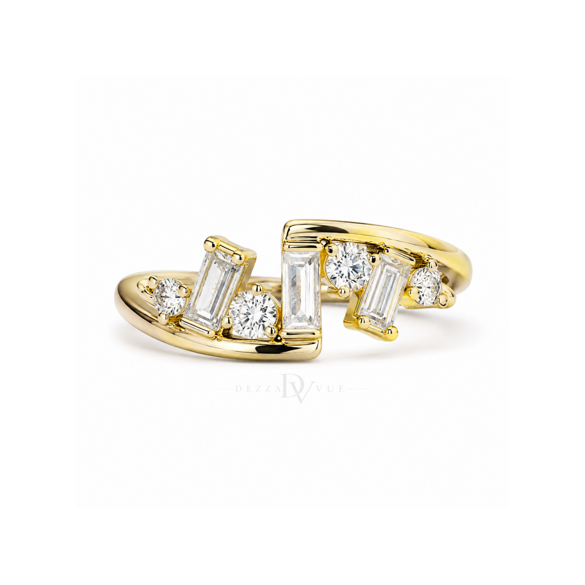 Baguette Orbit | Clear Stone Open Ring