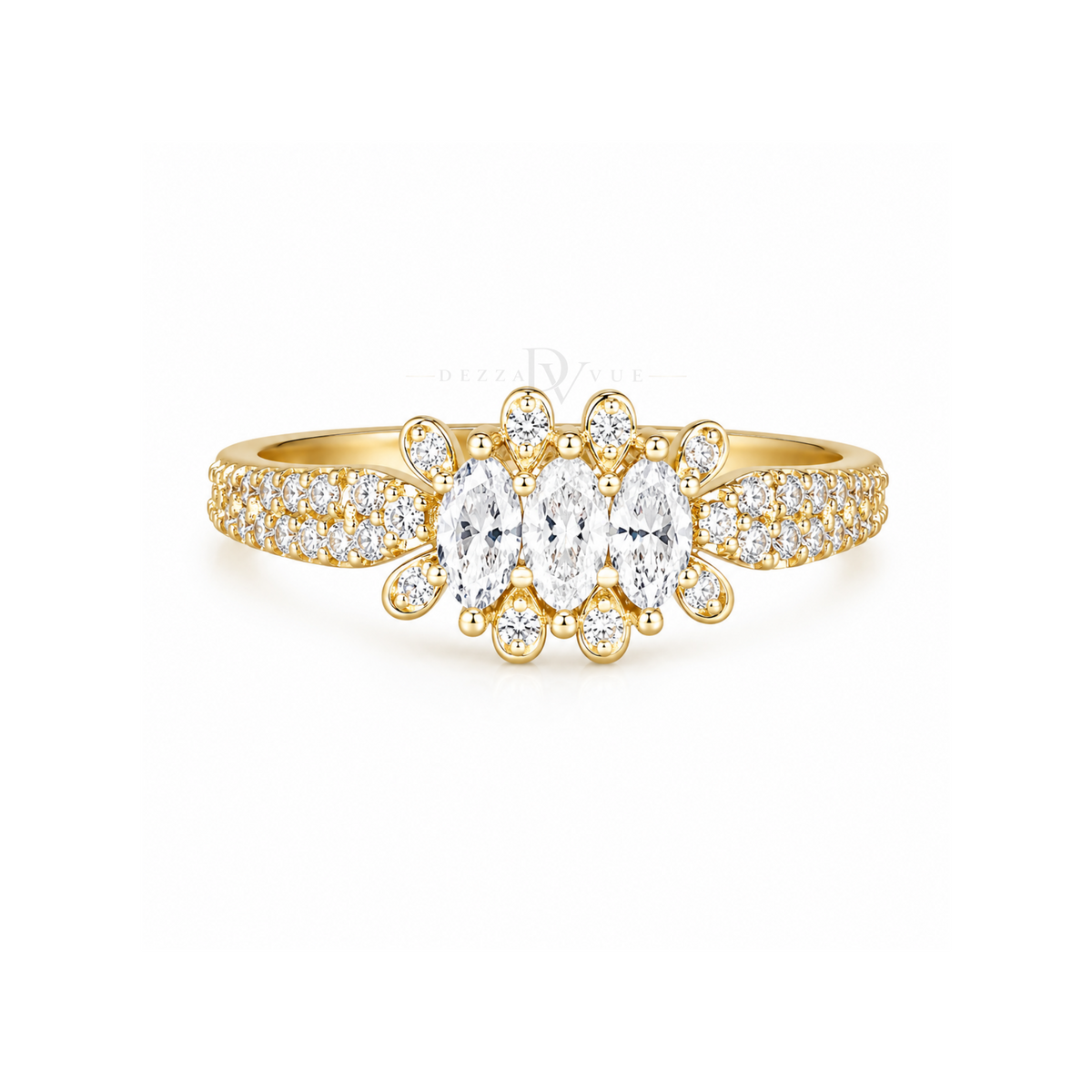 Marquise Crown | Three-Stone Pavé Ring