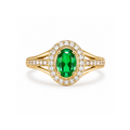 Emerald Empress | Emerald-Green Oval Halo Ring