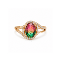 Aurora Spectrum | Multicolor Oval Halo Ring