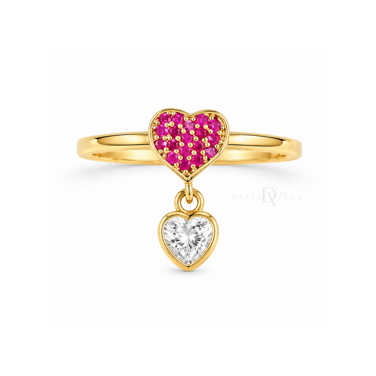 Amour Hearts | Pink Pavé Double-Heart Ring