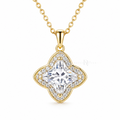 Bloomé Necklace | 2ct Bloom Cut Moissanite Halo Necklace | 14k Gold Vermeil
