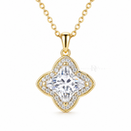 Bloomé Necklace | 2ct Bloom Cut Moissanite Halo Necklace | 14k Gold Vermeil