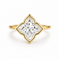 Bloomé Bezel Ring | 3ct Bloom Cut Moissanite Bezel Ring | 14k Gold Vermeil