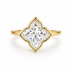 Bloomé Bezel Ring | 3ct Bloom Cut Moissanite Bezel Ring | 14k Gold Vermeil
