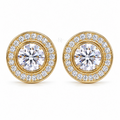 Halo Royale Studs | Moissanite Halo Stud Earrings | 14k Gold over Sterling Silver