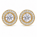 Halo Royale Studs | Moissanite Halo Stud Earrings | 14k Gold over Sterling Silver