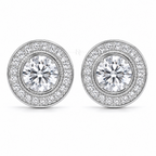 Halo Royale Studs | Moissanite Halo Stud Earrings | 14k Gold over Sterling Silver