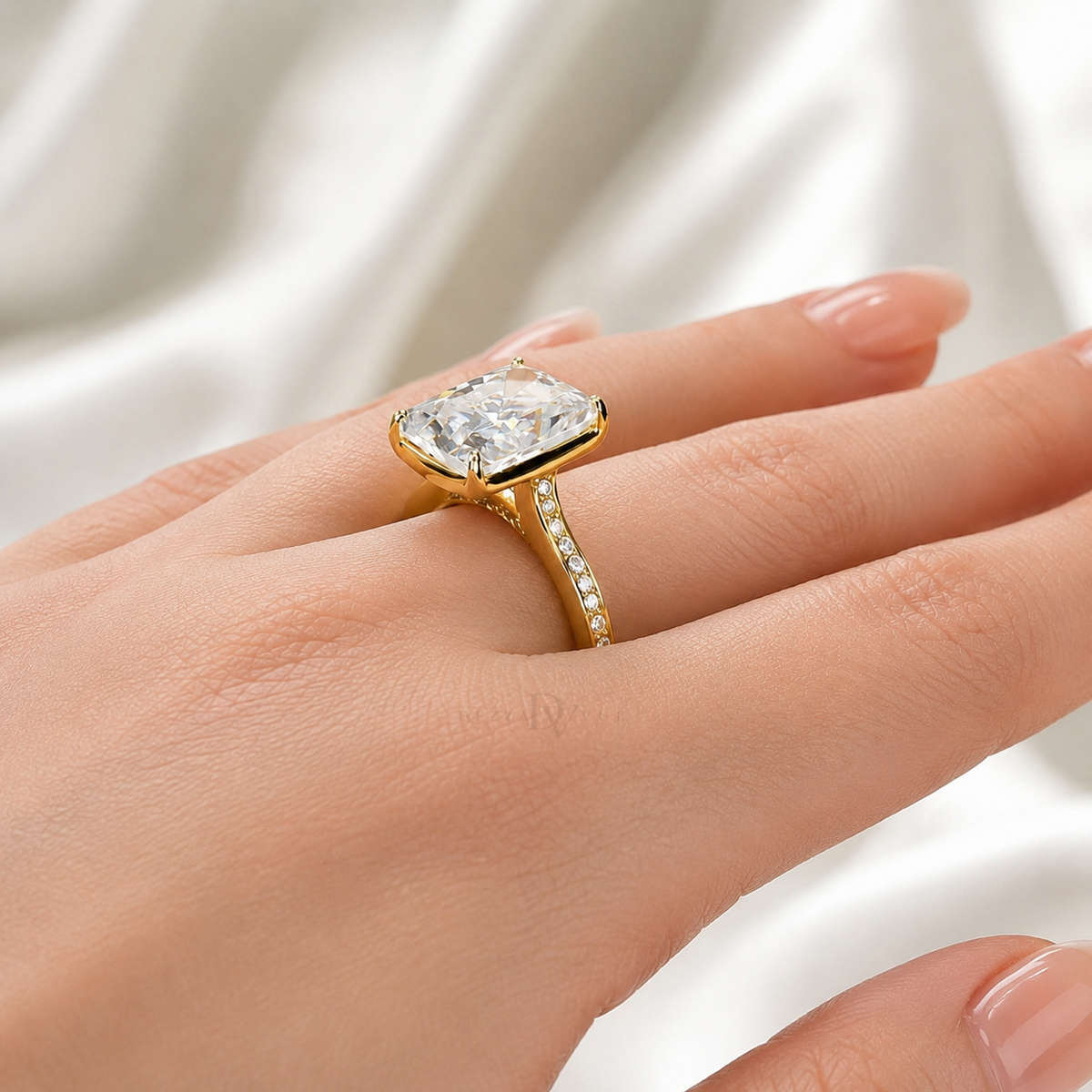 Cathedral Royale | 6ct Radiant Cut Moissanite Ring | 14k Gold Vermeil