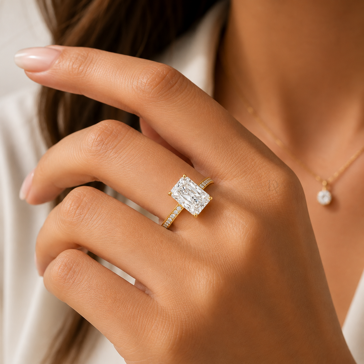 Cathedral Royale | 6ct Radiant Cut Moissanite Ring | 14k Gold Vermeil