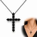 Black Cross | 3mm Black Moissanite Cross Necklace | Black Rhodium over Sterling Silver