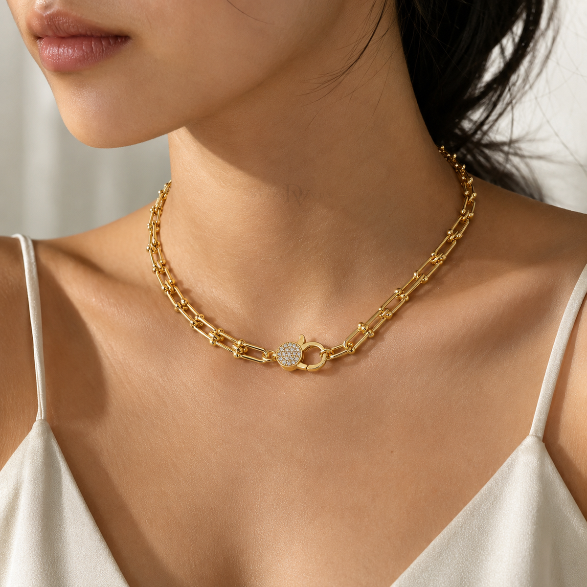 Lumière Carabiner | Pavé Bead-Link Necklace