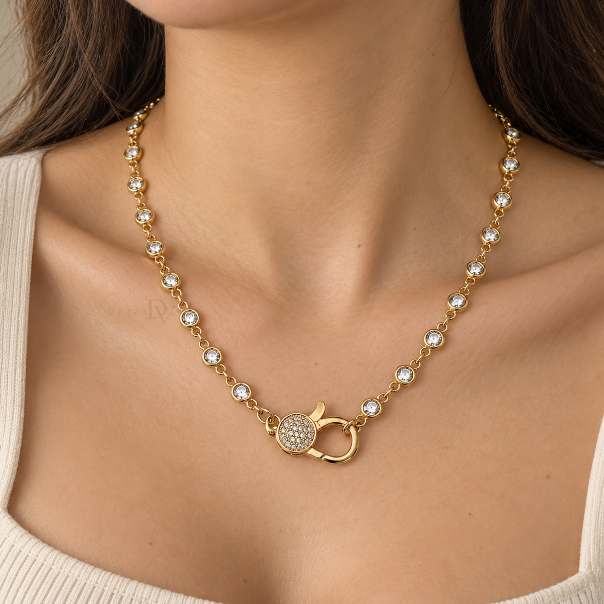 Crystal Bezel | Clear Tennis Necklace