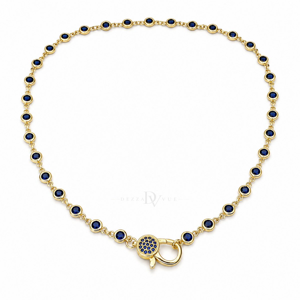 Midnight Bezel | Blue Tennis Necklace