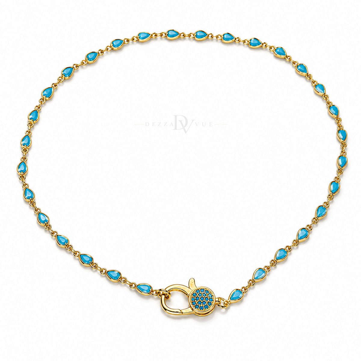 Azure Teardrops | Blue Tennis Necklace