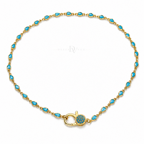 Azure Teardrops | Blue Tennis Necklace