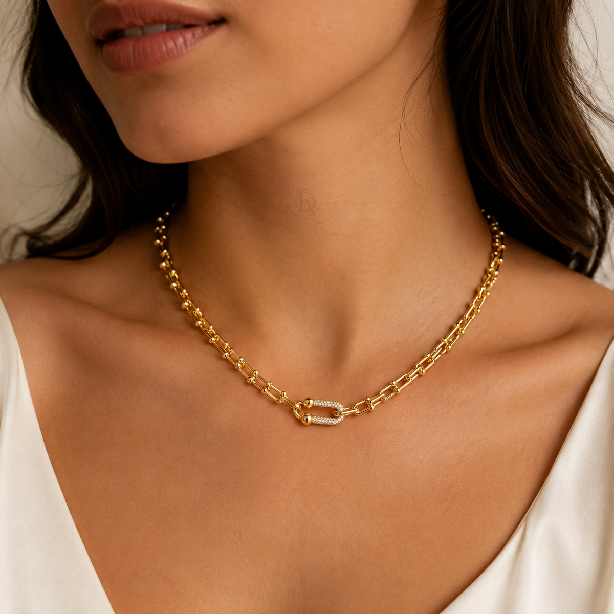 Brilliance Carabiner | Pavé Bead-Link Necklace