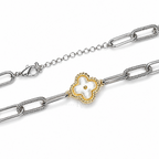 36" Pearl Clover Chain | Two-Tone Station Necklace