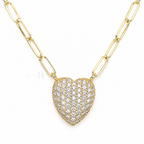 Lumière Heart | Pavé Paperclip Necklace