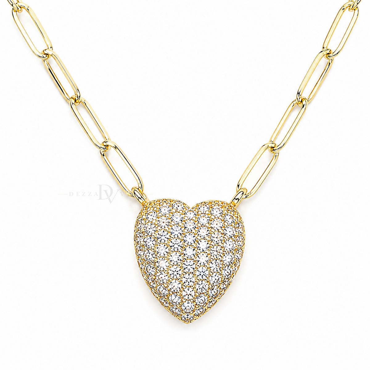 Lumière Heart | Pavé Paperclip Necklace