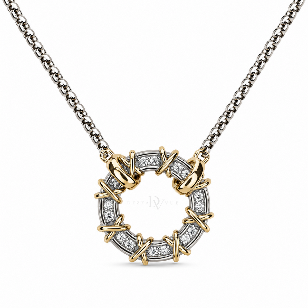 Orbit Knot | Two-Tone Circular Pendant Necklace
