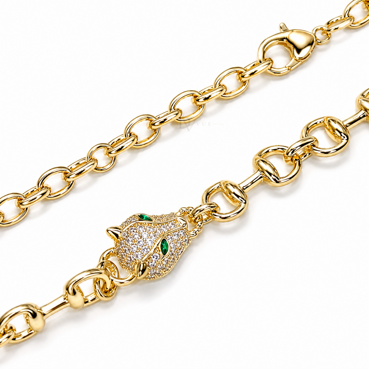 Green-Eyed Panther | Statement Chain Necklace