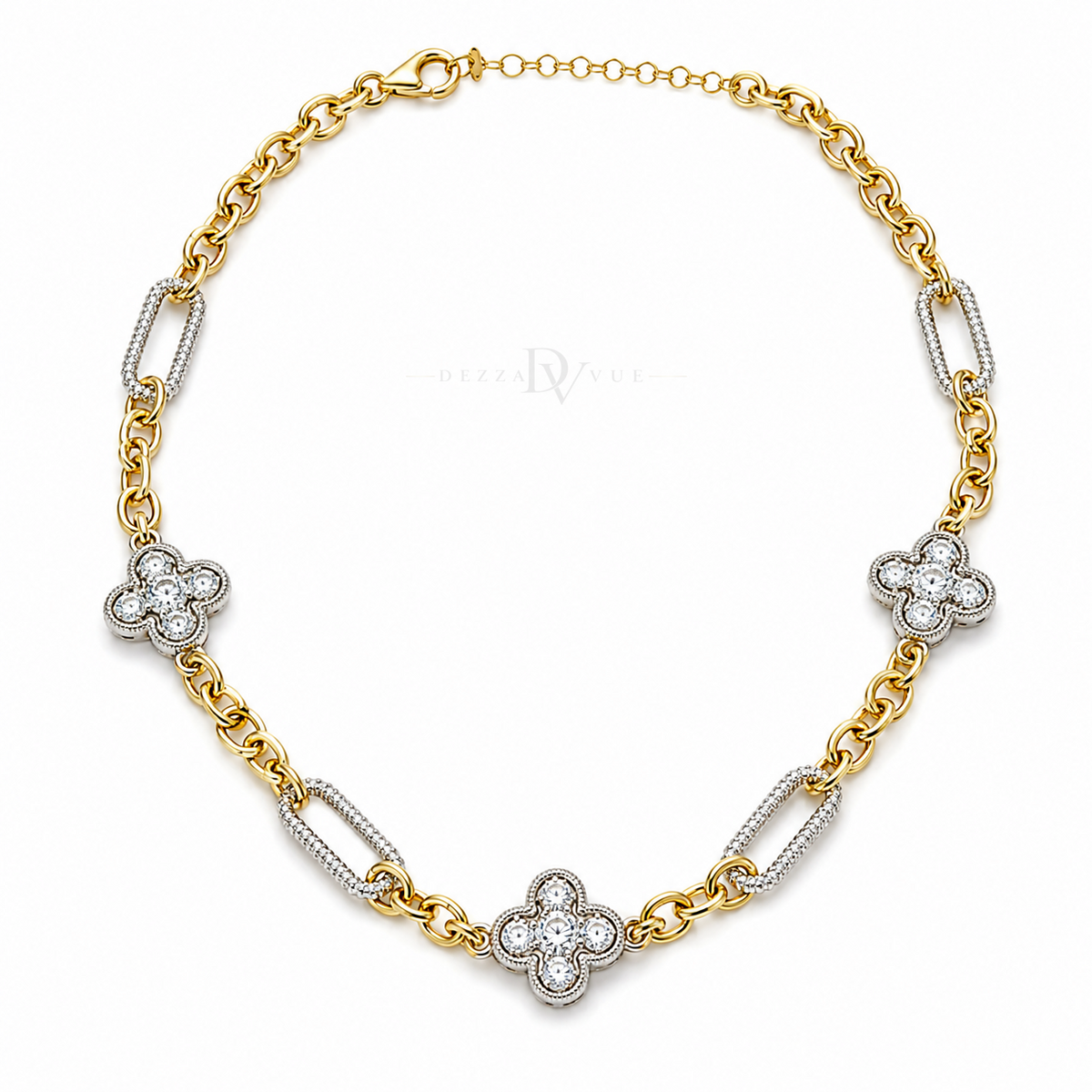 Trinity Clover | Two-Tone Pavé Necklace