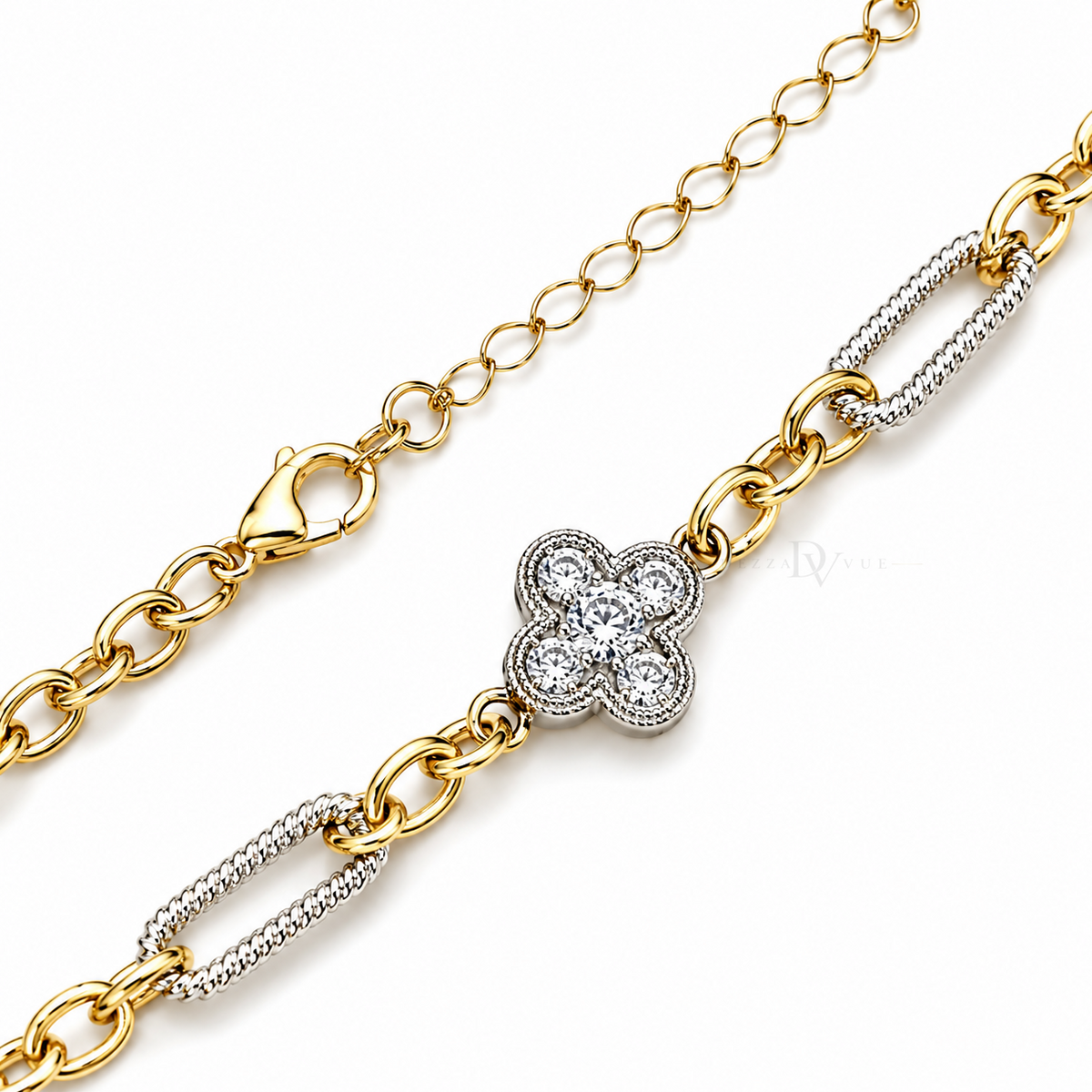 Trinity Clover | Two-Tone Pavé Necklace