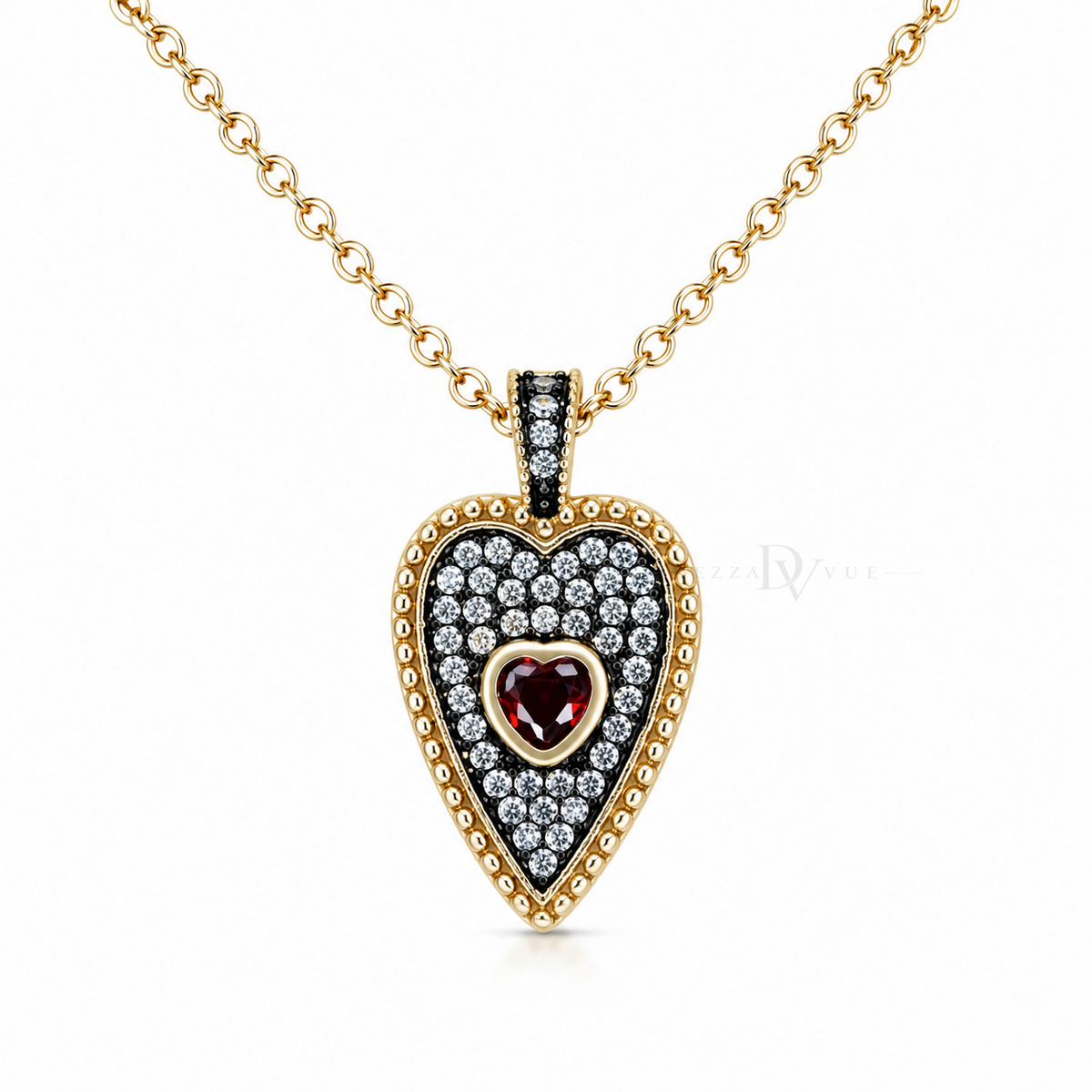 Crimson Devotion | Red Pavé Heart Necklace
