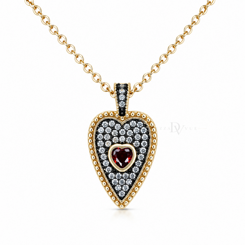 Adored ✦ Red Pavé Heart Necklace
