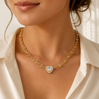 Amora Heart | Pavé Halo Necklace