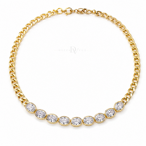 Celeste Row | Bezel-Set Curb Chain Necklace