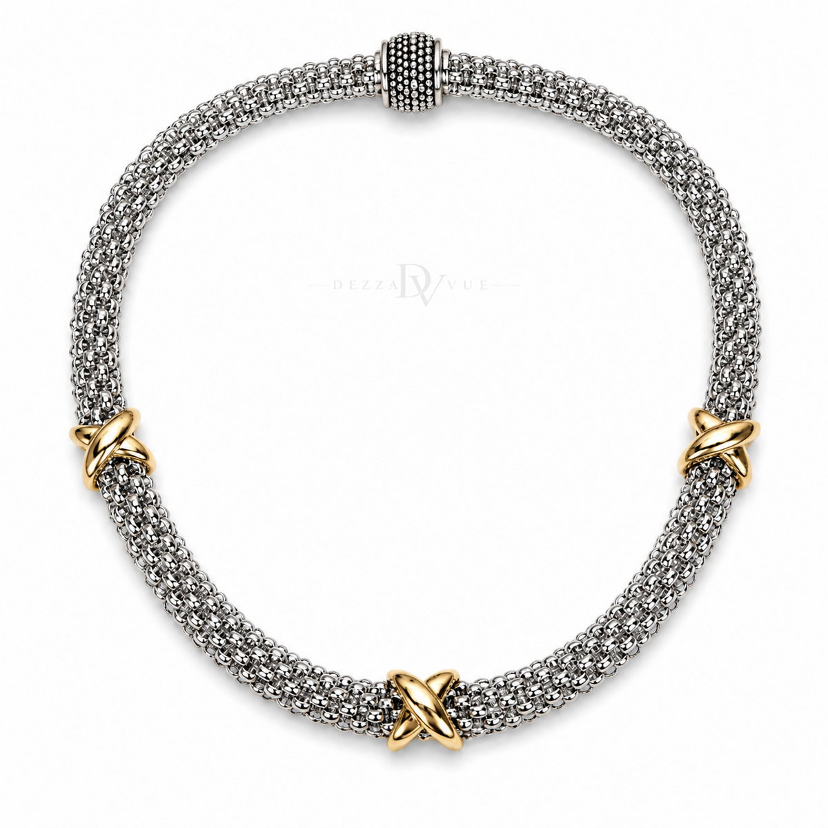 Trinity Knot | Two-Tone Mesh Collar Necklace