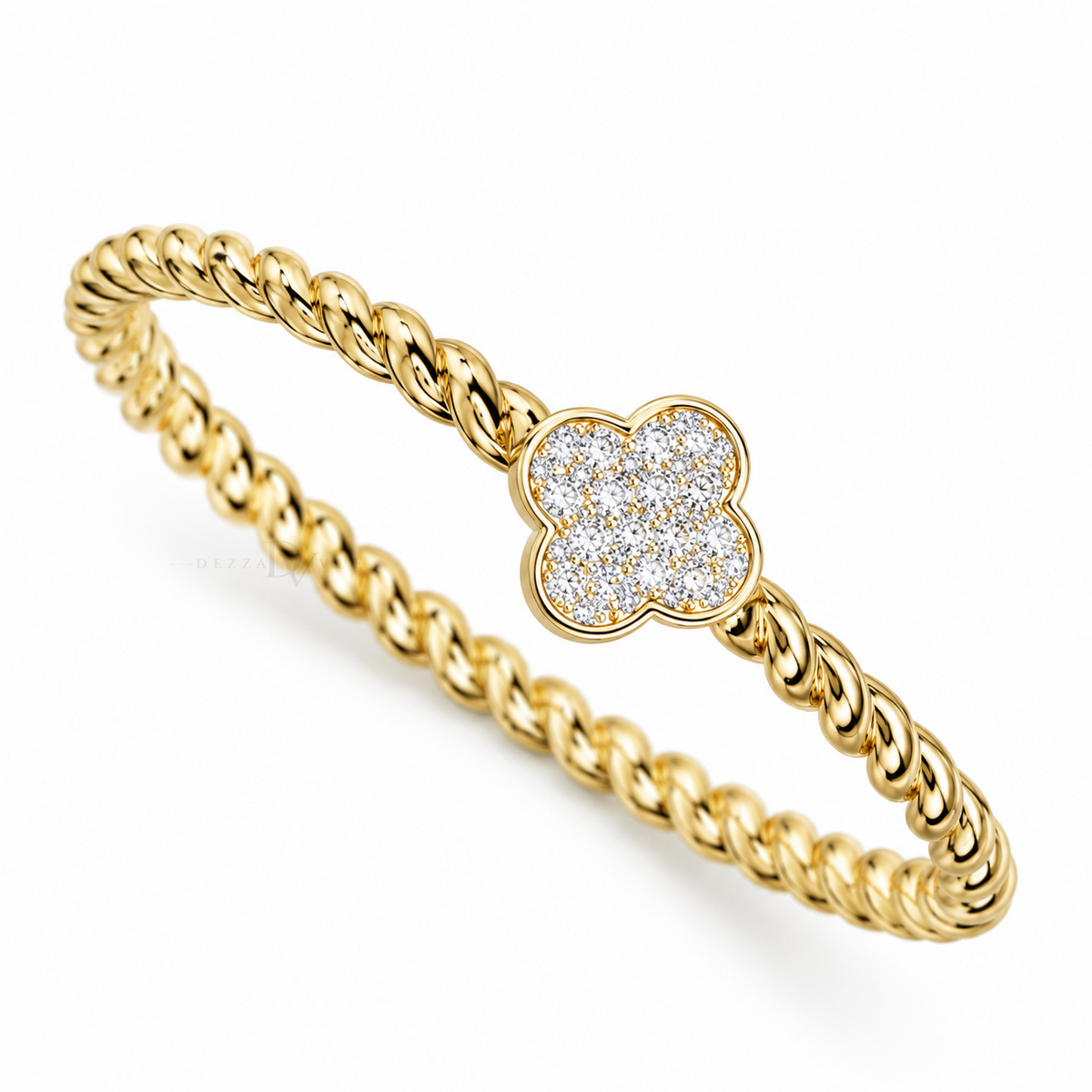 Lumière Clover Twist | Pavé Clover Bangle