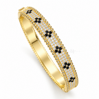 Noir Fleur Pavé | Black Floral Bangle