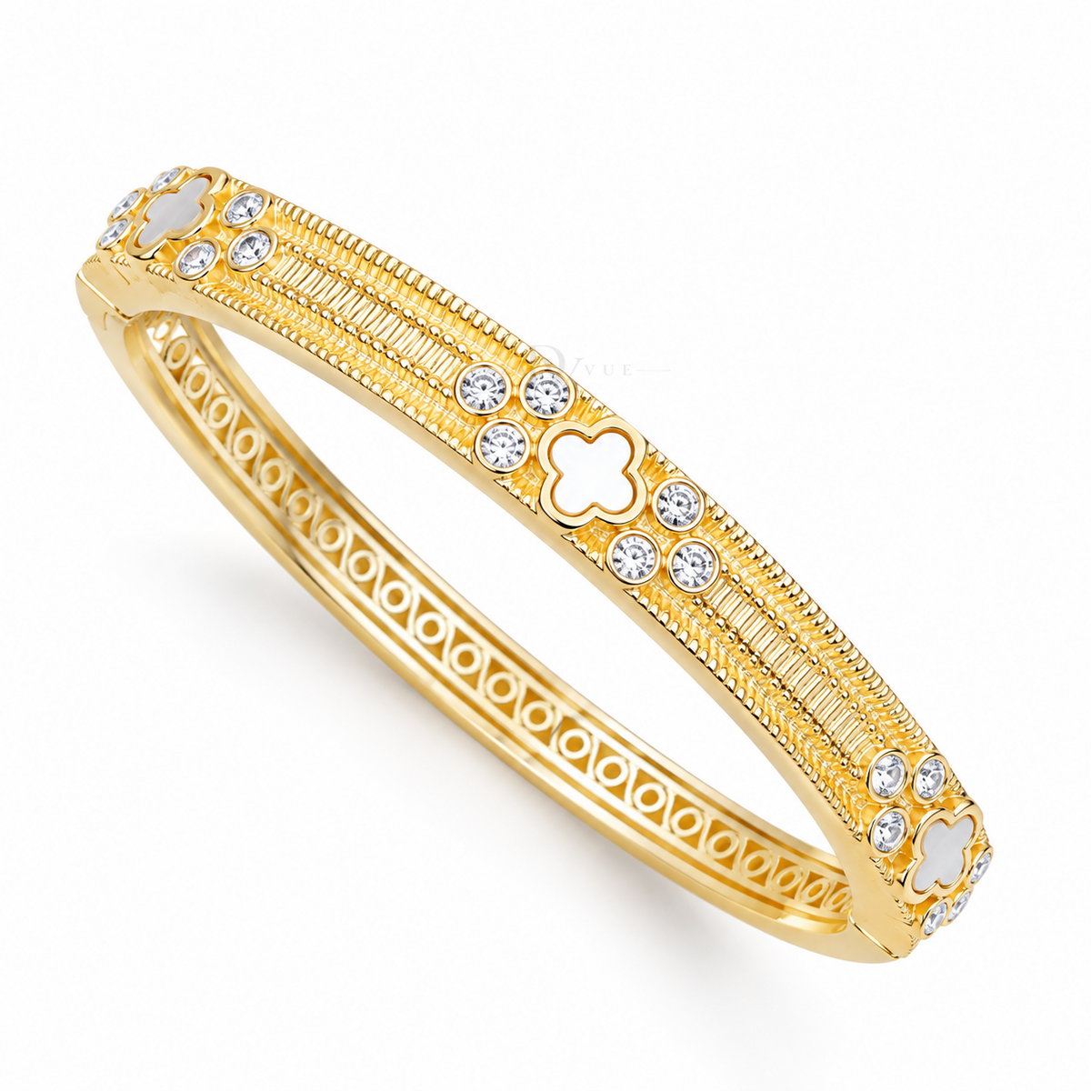 Ivory Clover Station | Mother-of-Pearl Bangle