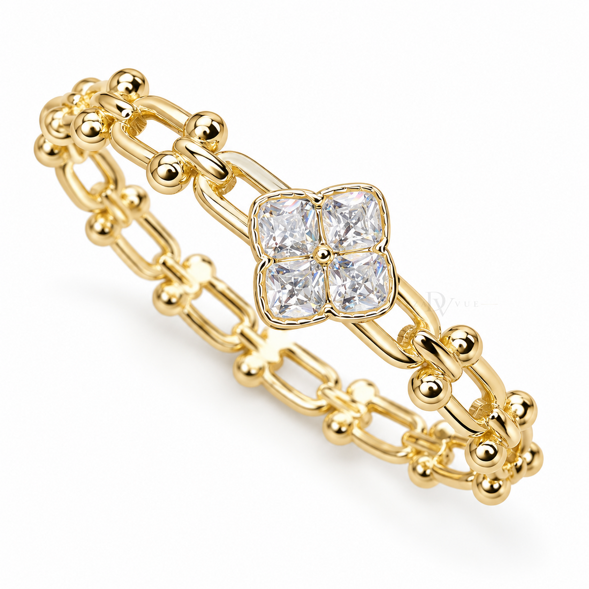Radiant Clover Link | Pavé Statement Bangle